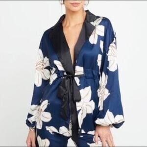Zhu Corbin Kimono Style Blue Floral Top Size Extra Small